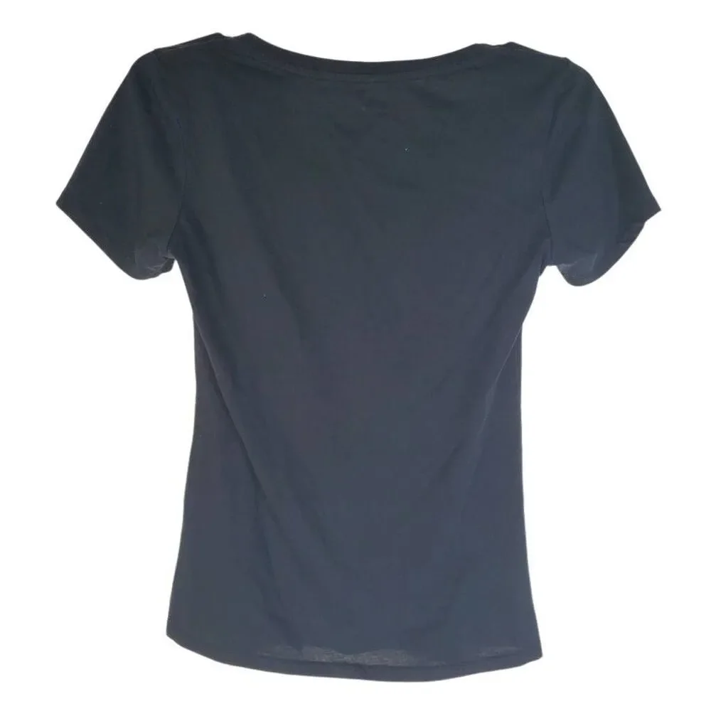 Nike Dri-Fit V-neck Run Dont Hide Short Sleeve Athletic Cut Graphic Tee Black XS